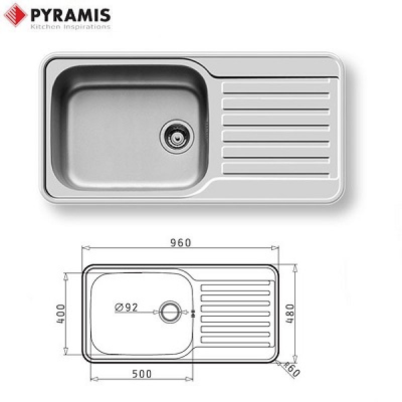Νεροχύτης PYRAMIS Space Plus Γυαλισμένο(96X48)1B 1D 108716701